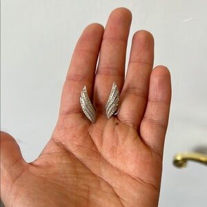 Swarovski Silver Feather Earrings